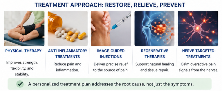 treatment options for chronic knee pain including physical therapy injections regenerative therapy and nerve targeted treatments title: Chronic knee pain treatment options